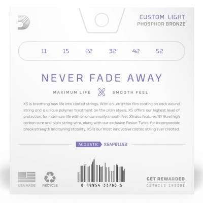 D'ADDARIO XSAPB1152 XS PHOSPHOR BRONZE CUSTOM LIGHT (11-52) струни для акустичної гітари